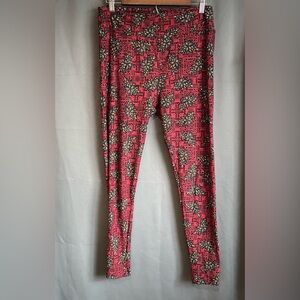 LuLaRoe - Tall and Curvy - Leggings - Red Pattern - Excellent Preowned